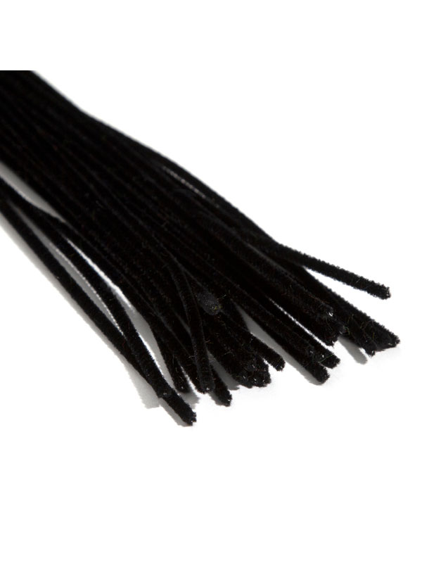 Black Chenille Stem Pipe Cleaners, 3mm x 12 inch, 25 Pack